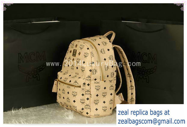 High Quality Replica MCM Stark Backpack Large in Calf Leather 8004 Apricot - Click Image to Close